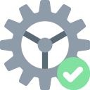 Icon of the gear and green checkmark.