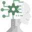 Clipart of head and neck of robot with a green gear on its backside