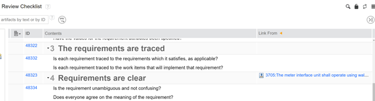 Problematic requirement is on the right side next to the checklist module