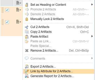 It is between the Export 2 artifacts and Generate report for 2 artifacts options